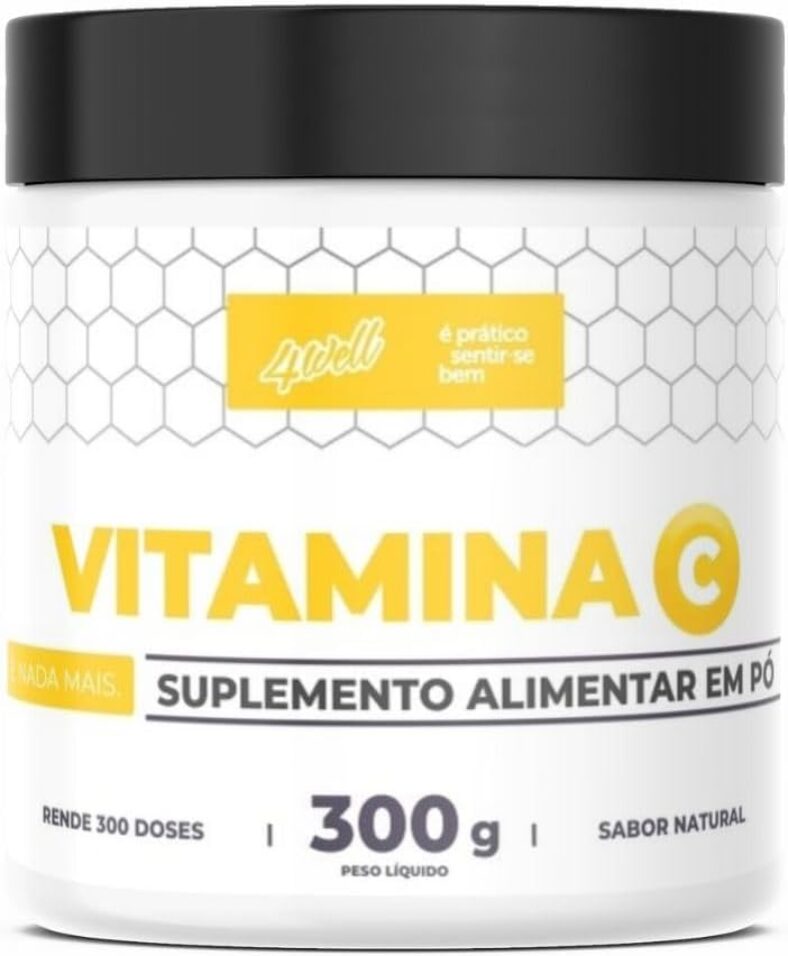 Vitamina C em pó 4well 300g Pote - Ácido Ascórbico e Nada Mais!